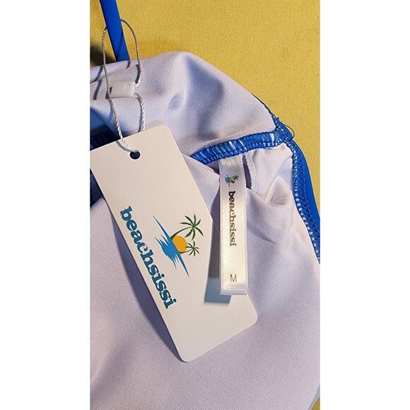 Beachsissi Blue striped Tankini Set High Size M‎ NWT - Picture 4 of 5